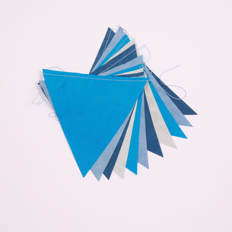 Handmade blue paper bunting