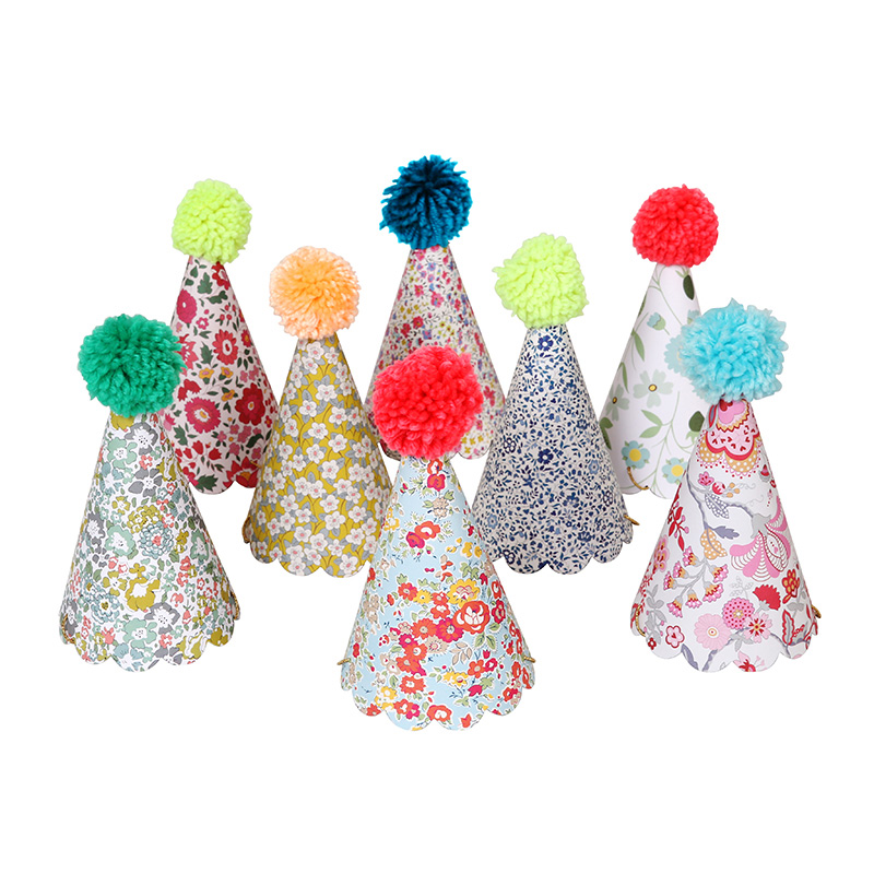 English Garden flower pompom hats