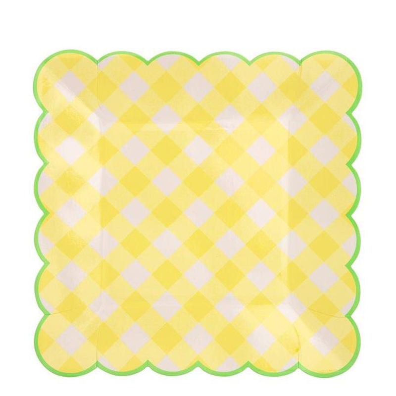 Yellow Gingham Large Plates