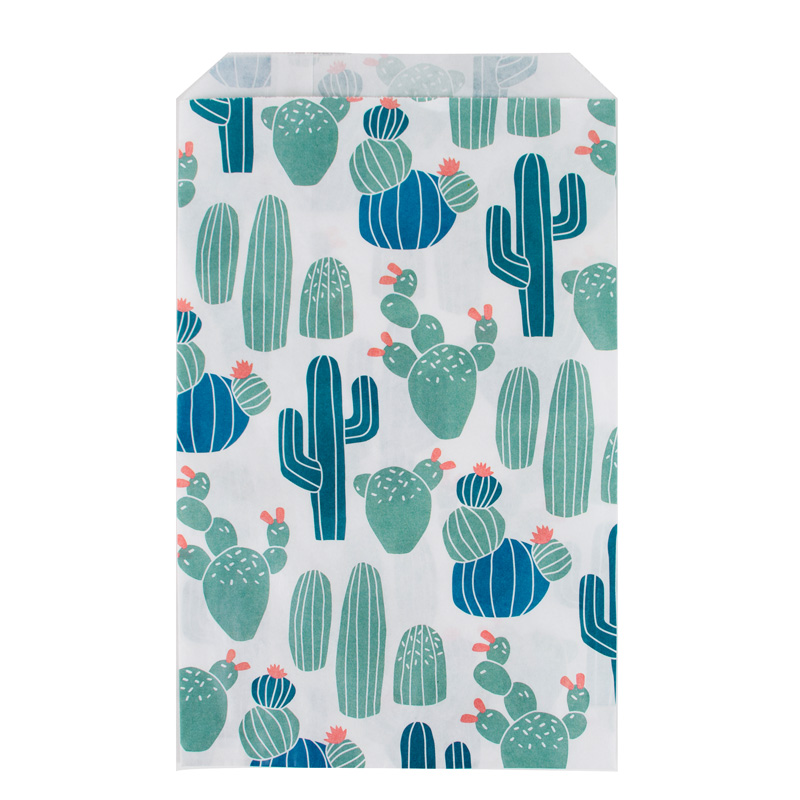 10 green cactus paper bags
