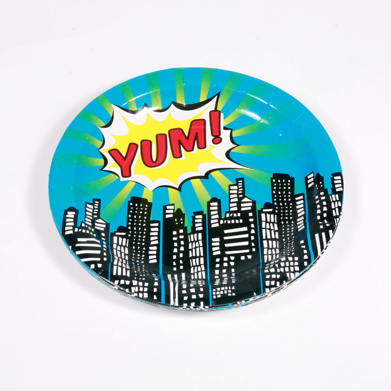 8 superhero comic party plates