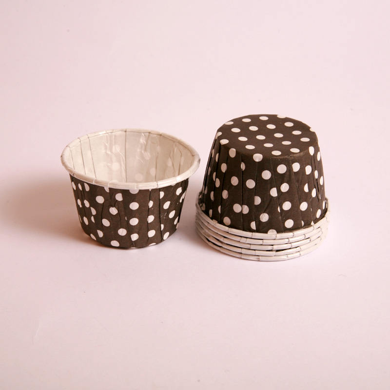 12 black polka dot candy cups