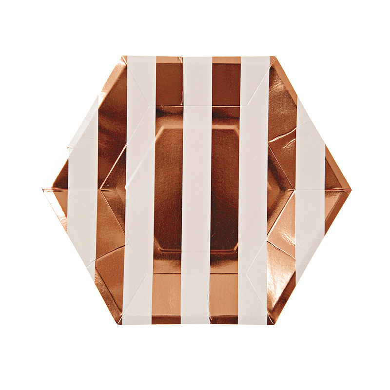 Rose Gold Large Striped Plate