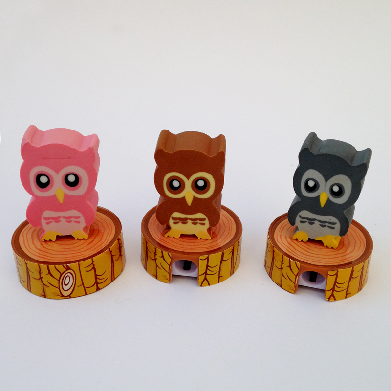 Owl eraser and sharpener