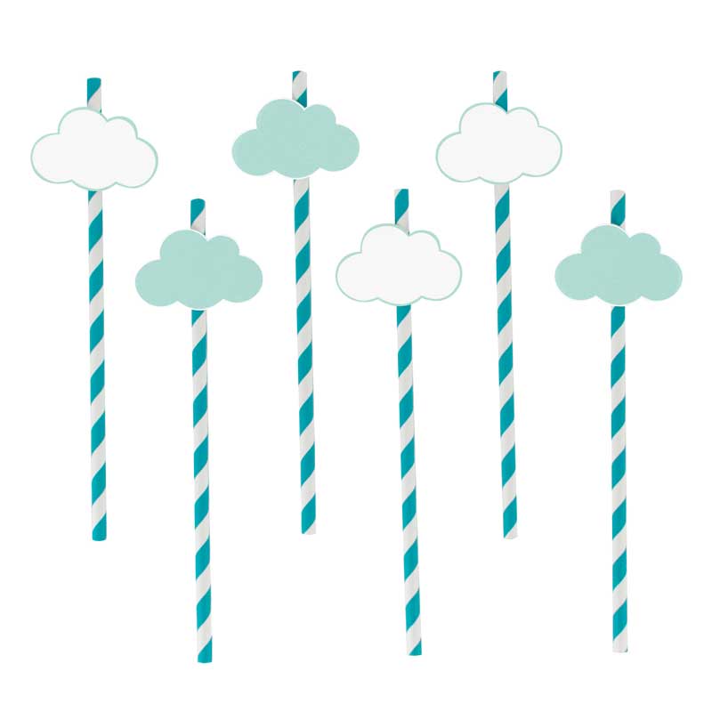 12 aqua cloud straws