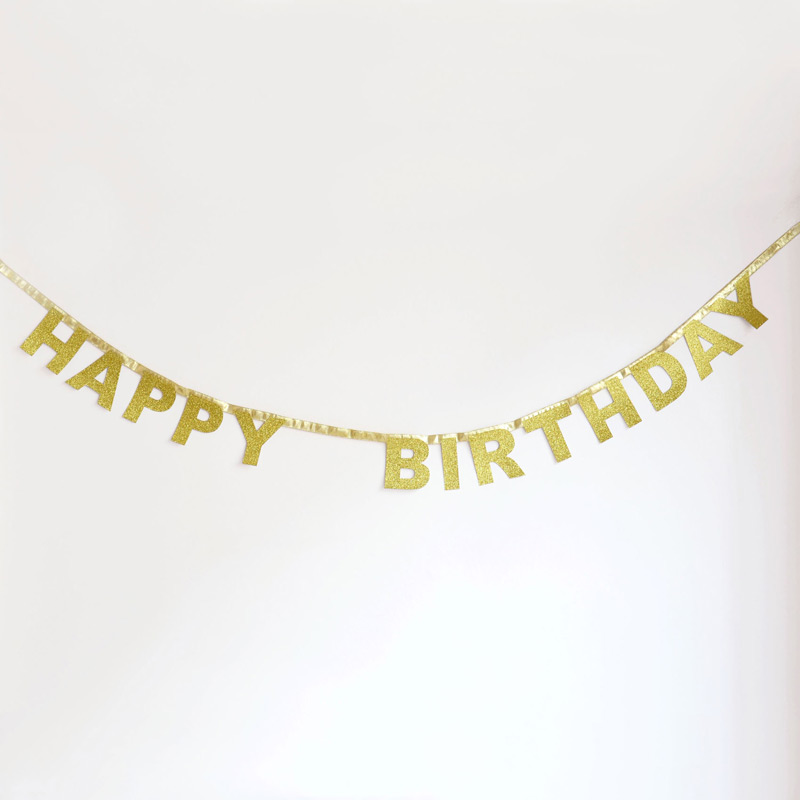 Gold glitter Happy Birthday garland