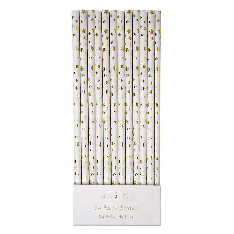 24 Gold Foil Star Straws