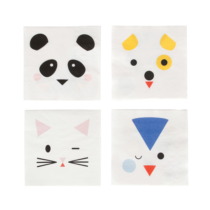 animal faces small napkins