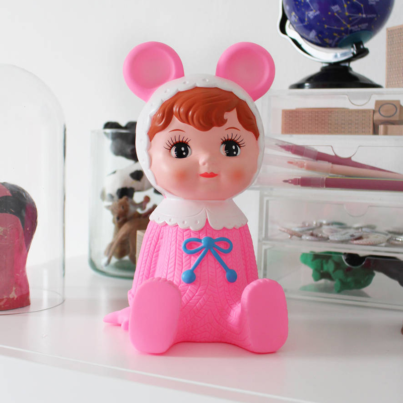 Pink woodland doll money box