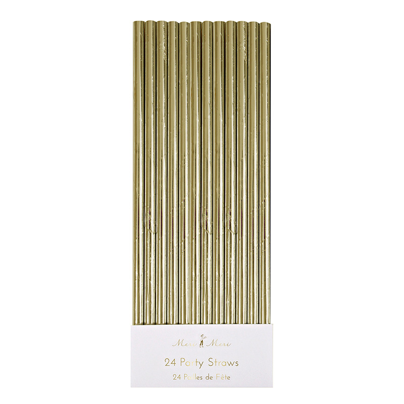 24 Gold Foil Party Straws