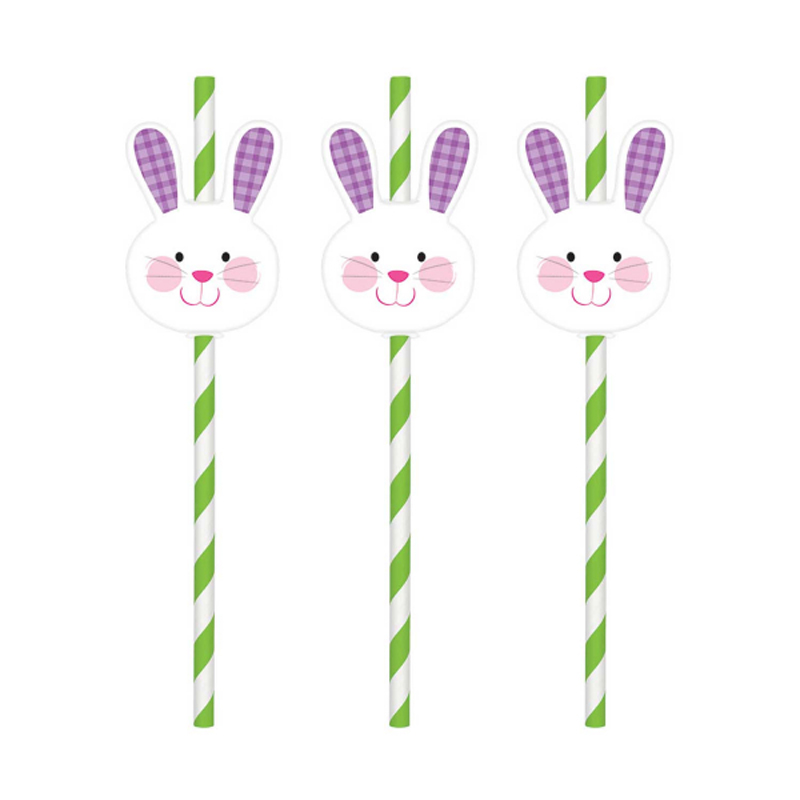 12 Bunny paper straws