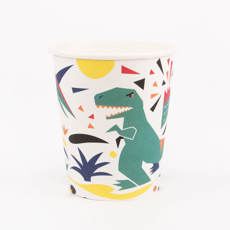 8 PAPER CUPS - DINOSAUR