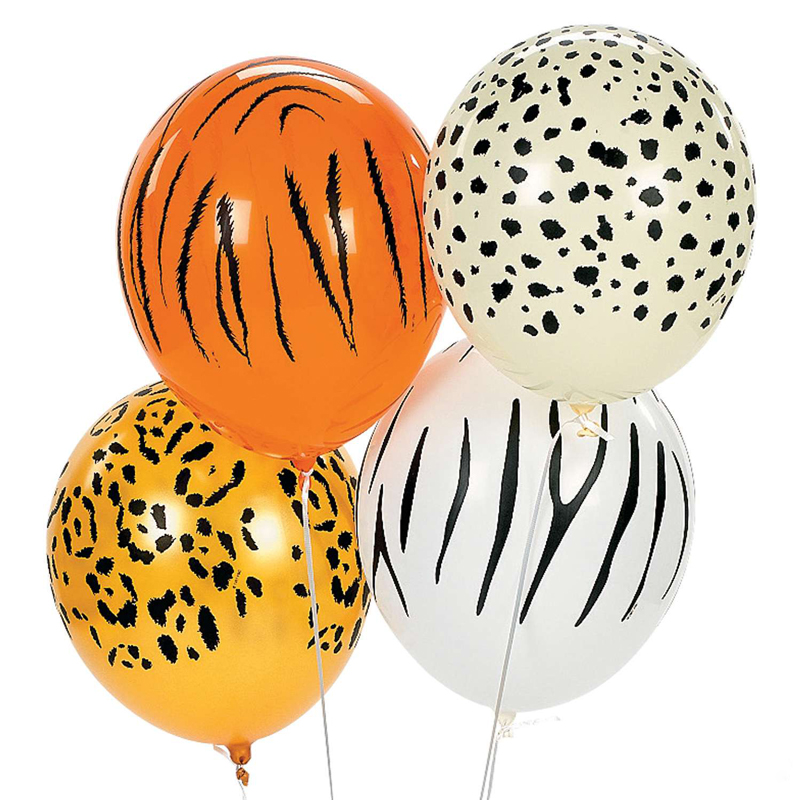 10 safari animal print balloons
