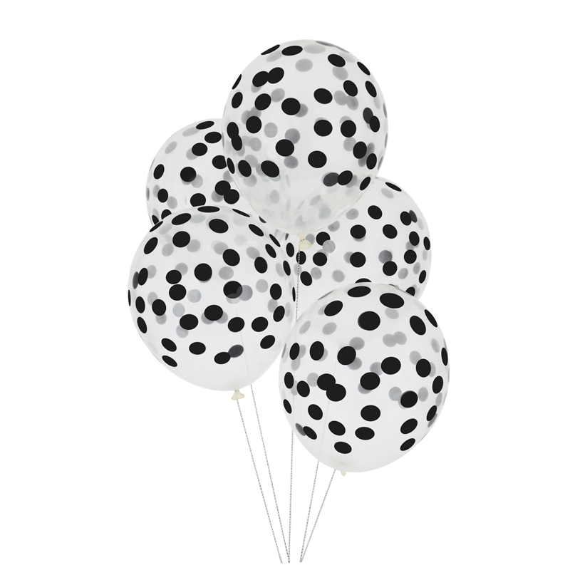 5 printed confetti balloons - black