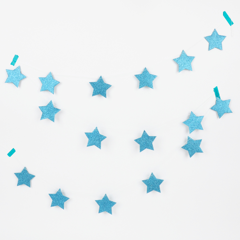 glitter blue star garland