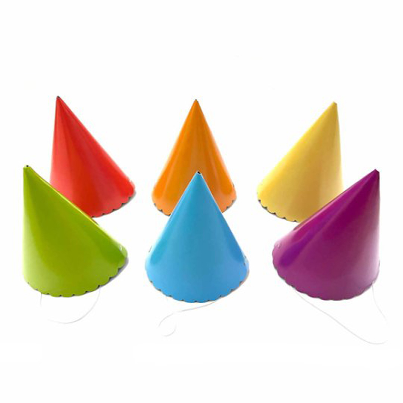 Set of 8 party hats in assorted colours