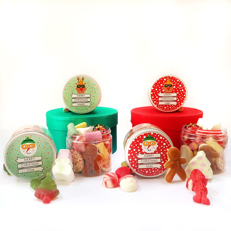 personalised Christmas treat pots