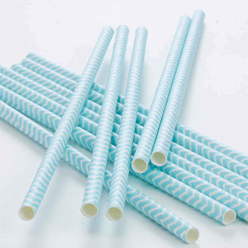 25 mint green chevron paper straws