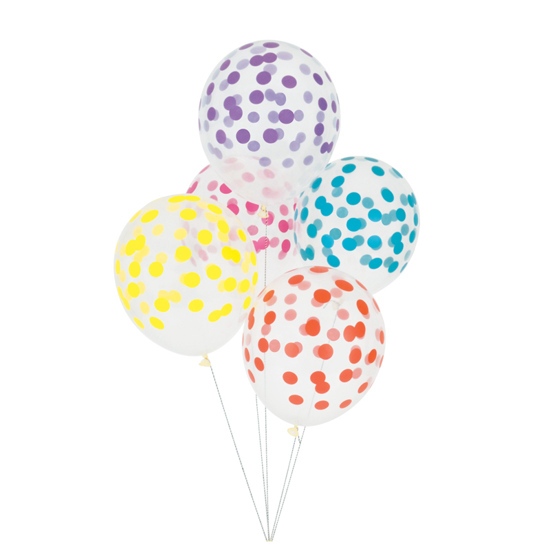 5 printed confetti balloons - multicolour