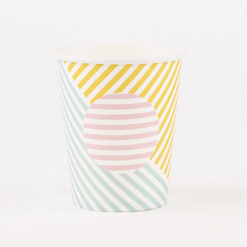 8 PAPER CUPS - PASTEL STRIPES