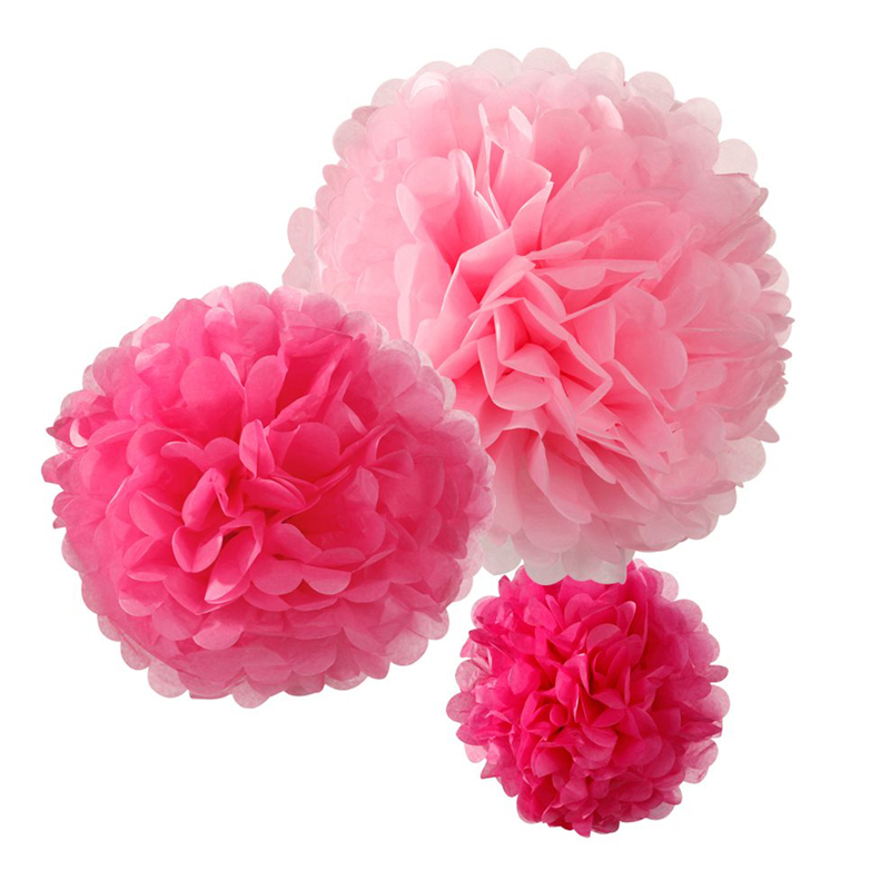 3 pink pom poms