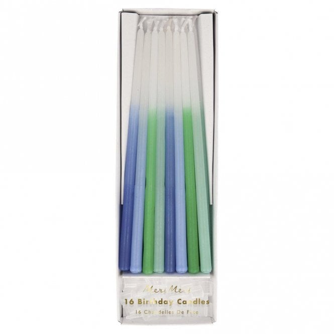 16 Blue and green dipped candles