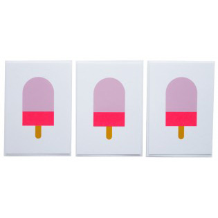 Set of 3 Screen print ice cream postcards