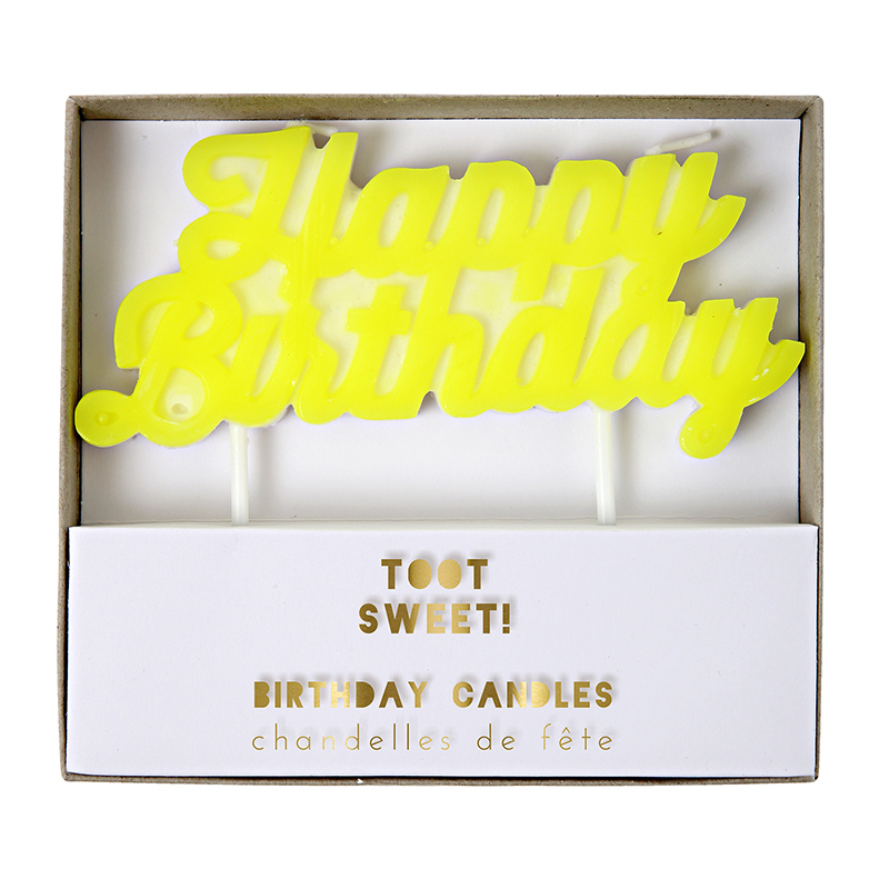 Happy Birthday Candle neon yellow