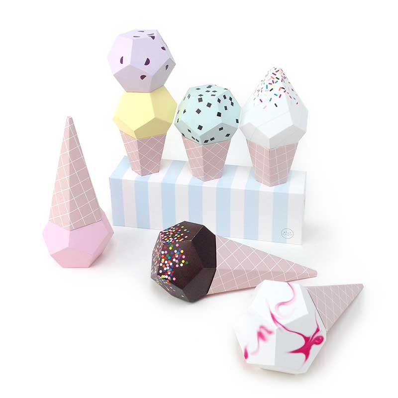 3D paper ice creams