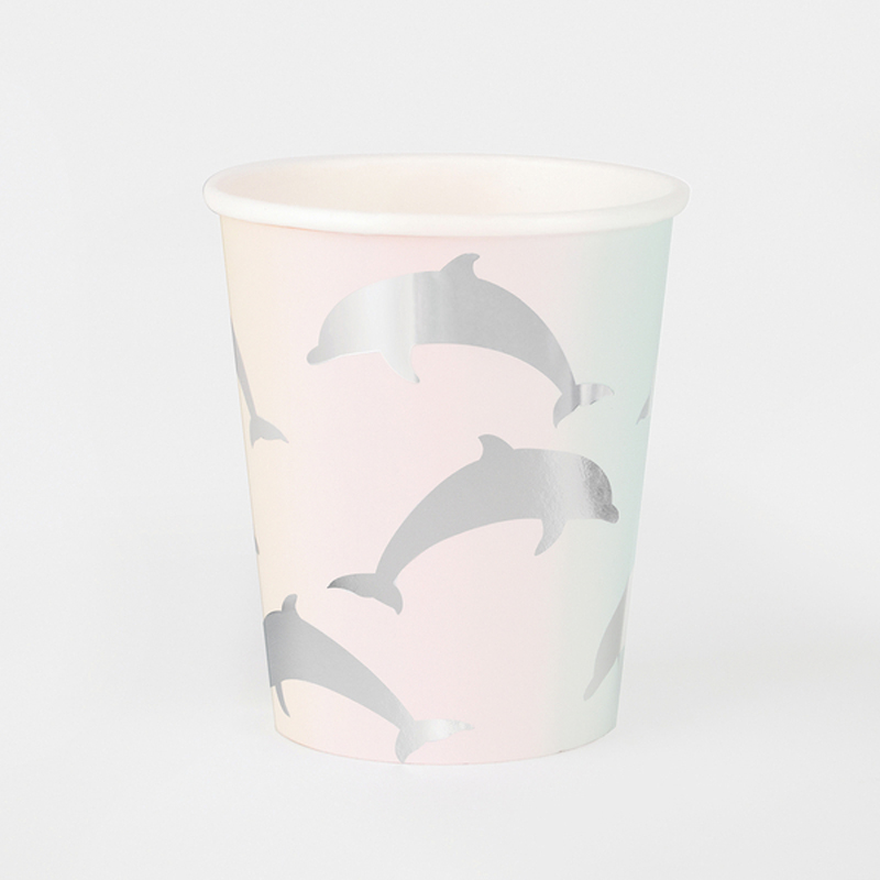 Silver dolphin paper cups