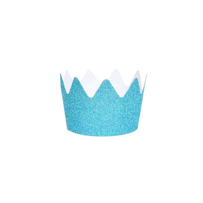 8 blue glitter crowns
