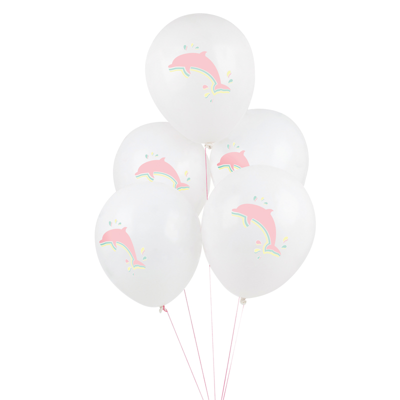 5 dolphin printed balloons