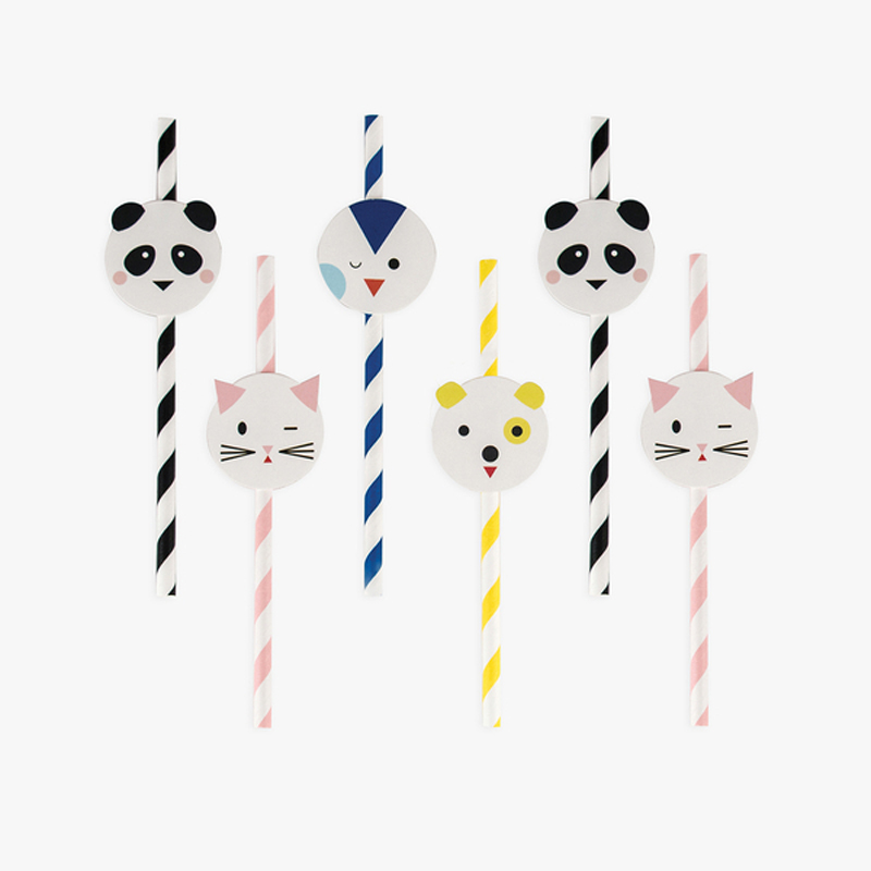 12 paper straws - Mini animals