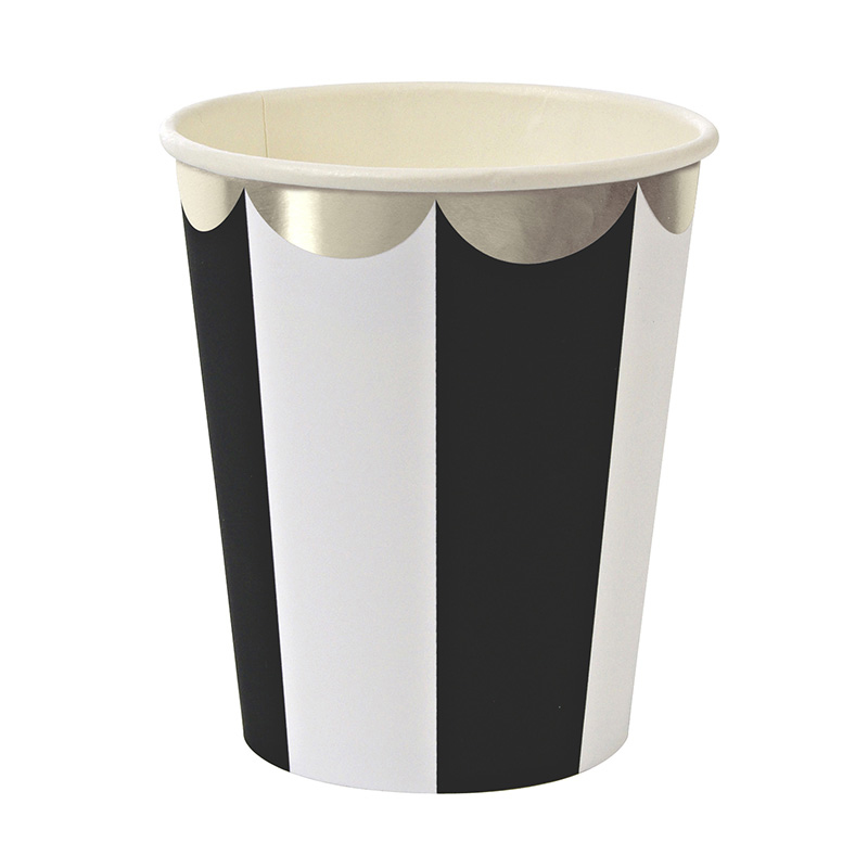 8 Black Stripe Party Cups