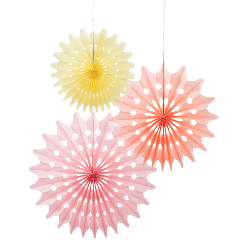 3 sorbet colours paper fans