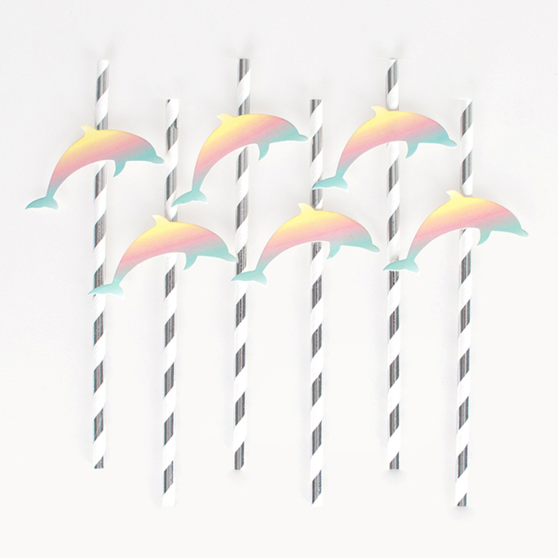 12 paper straws - Dolphin