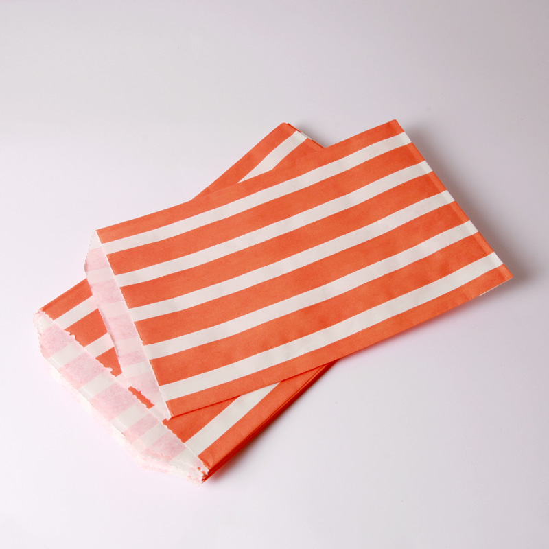 8 mini vertical orange striped paper bags
