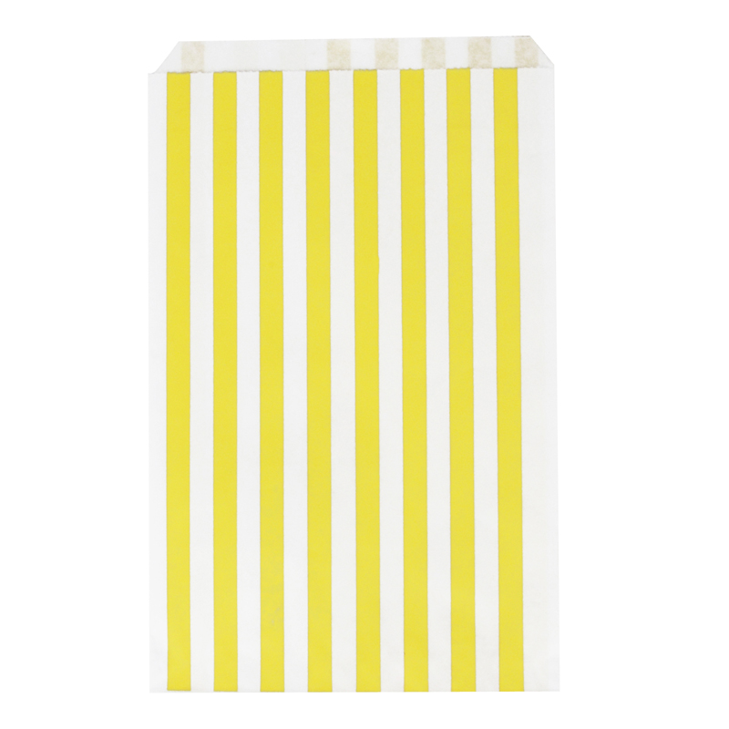 10 yellow striped paper bags