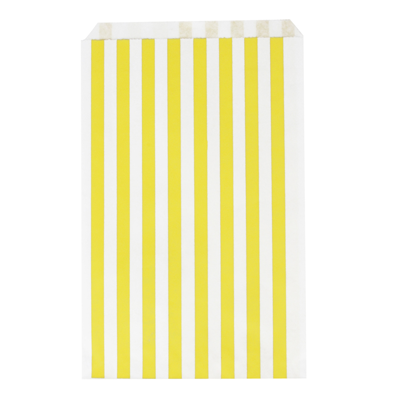10 yellow striped paper bags