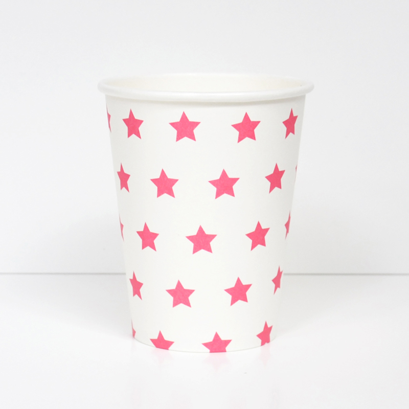 8 pink stars cups