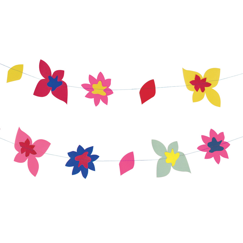 Tropical flower paper garland