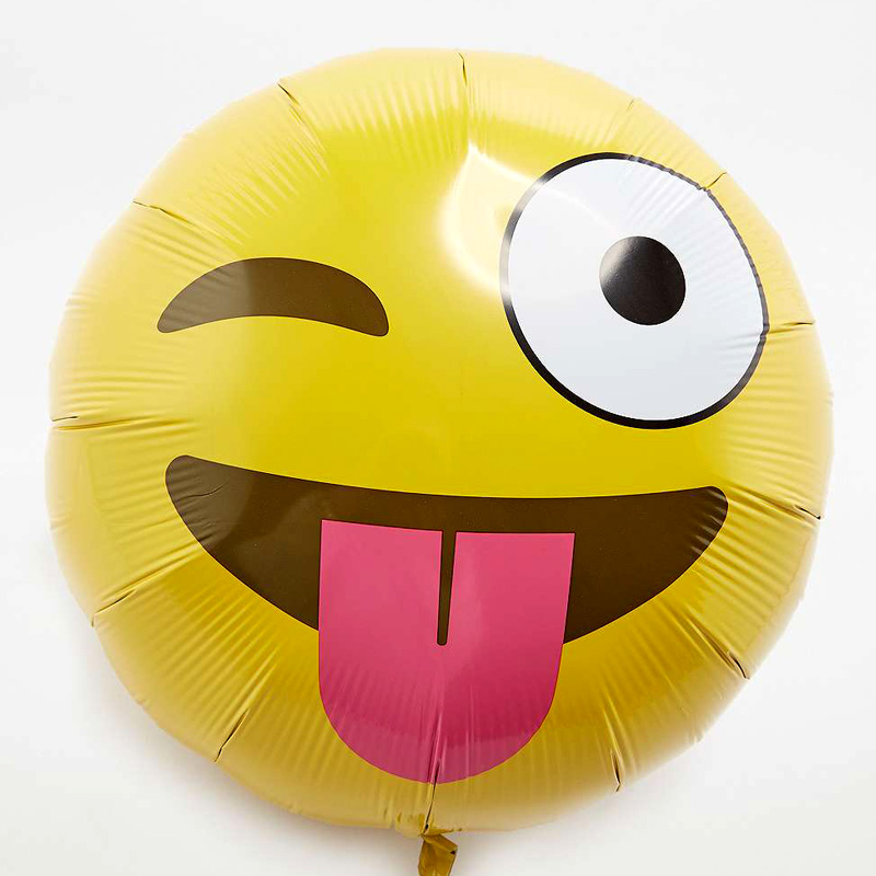 Wink emoji face foil balloon