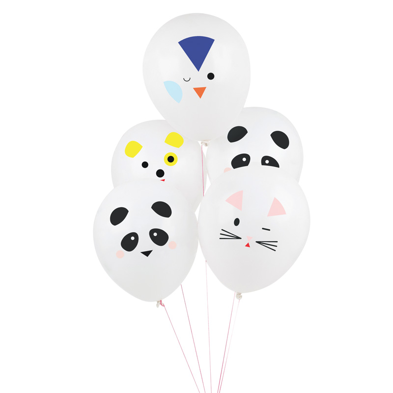 5 printed balloons - Mini animals