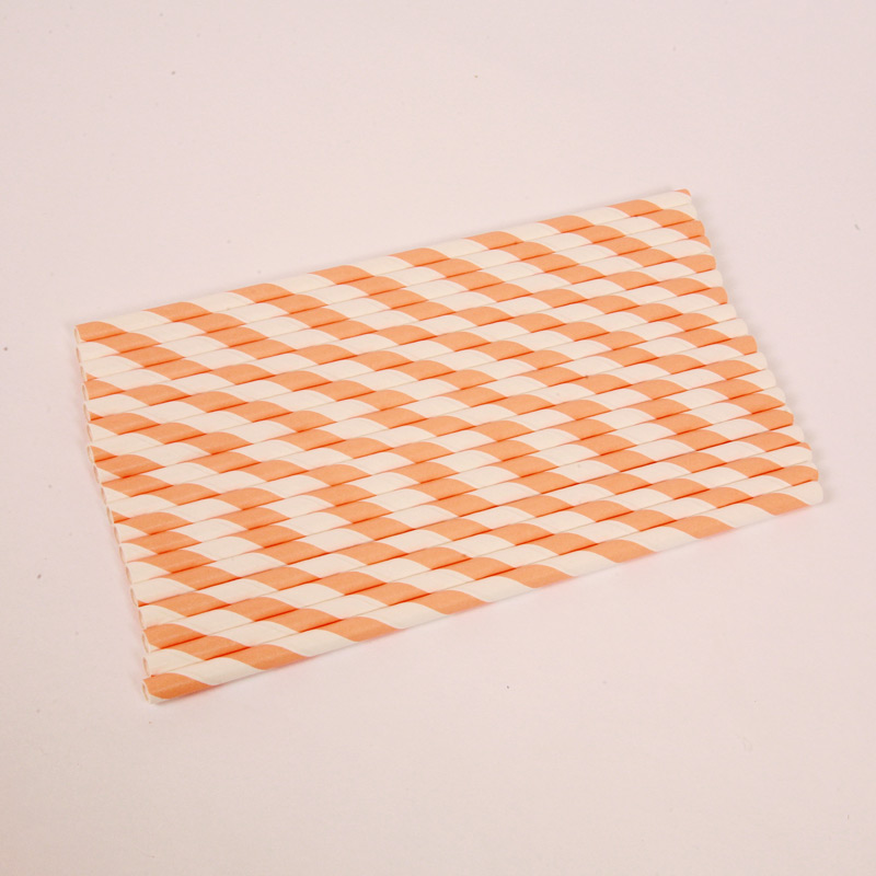 25 peach stripe paper straws