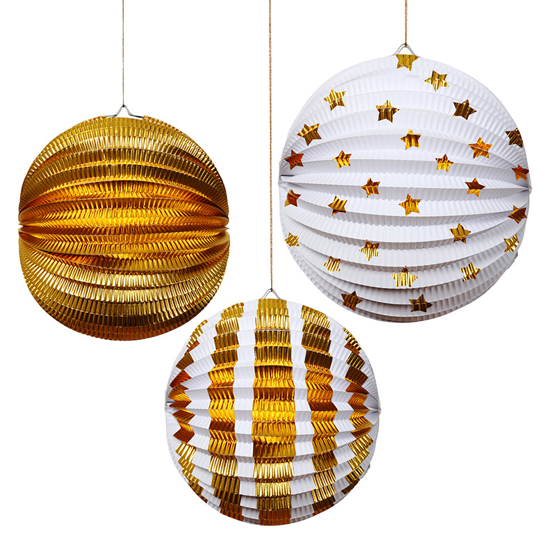 Set of 3 Gold Foil Lanterns