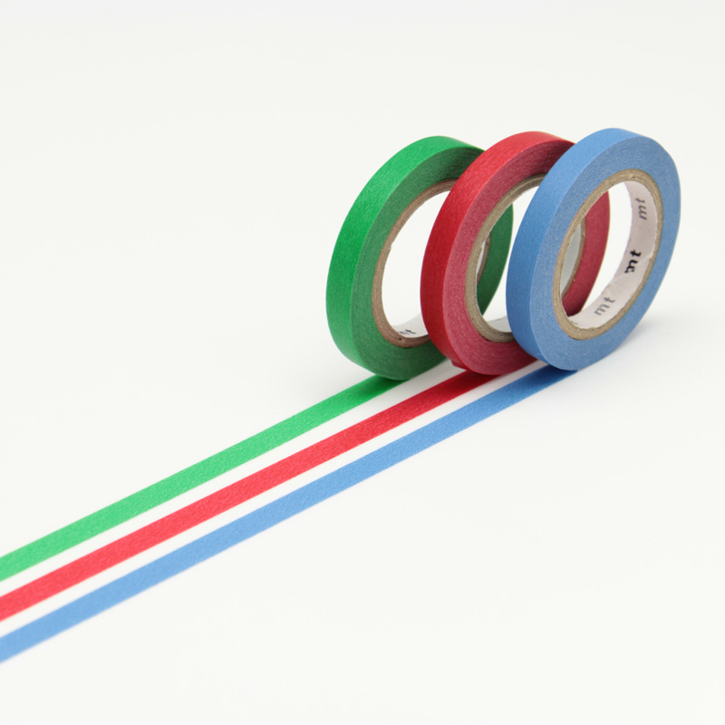 Slim washi tape - set of 3 bold colour rolls