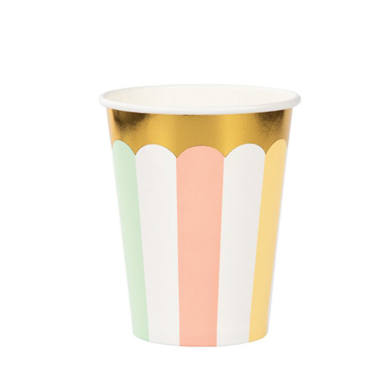 PASTEL STRIPED SCALLOPED PAPER CUPS