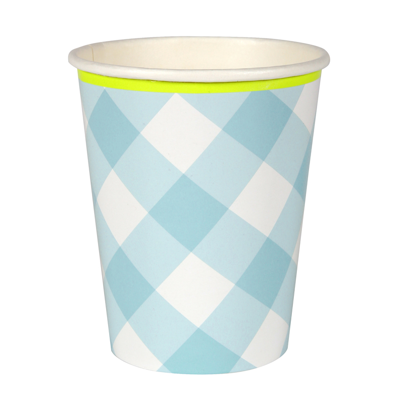 Blue Gingham Cups