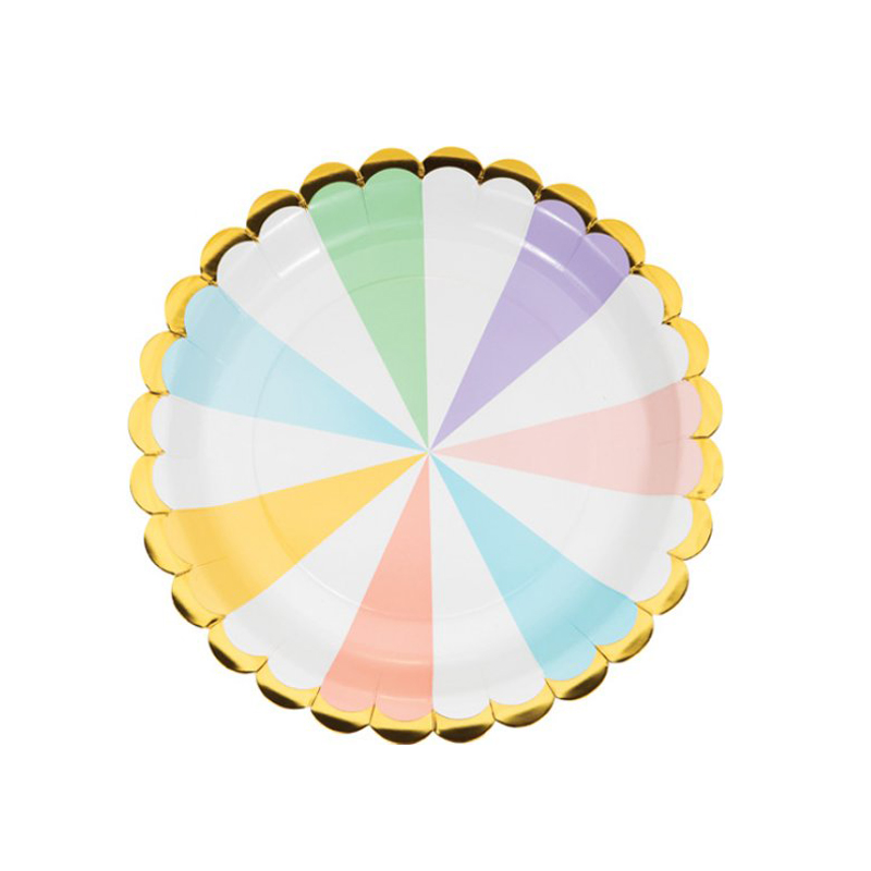 PASTEL STRIPED SCALLOPED PAPER PLATES