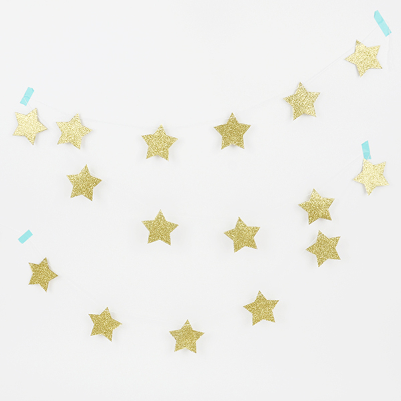 glitter gold star garland